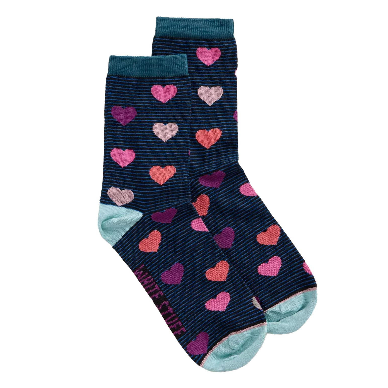 White Stuff Striped Heart Ankle Socks